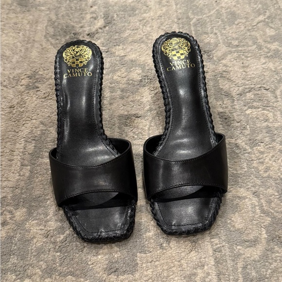 Vince Camuto Black Heeled Mules - Picture 2 of 4